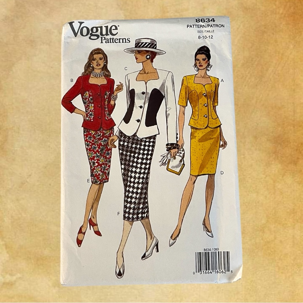 Vintage 1993 Vogue Top & Skirt Sewing Pattern, Sizes 8-12, Uncut